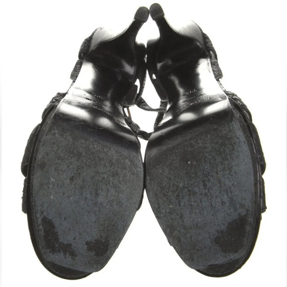 YSL Black Leather Python Tribute Platform Heels Size 9.5 - Picture 9 of 13